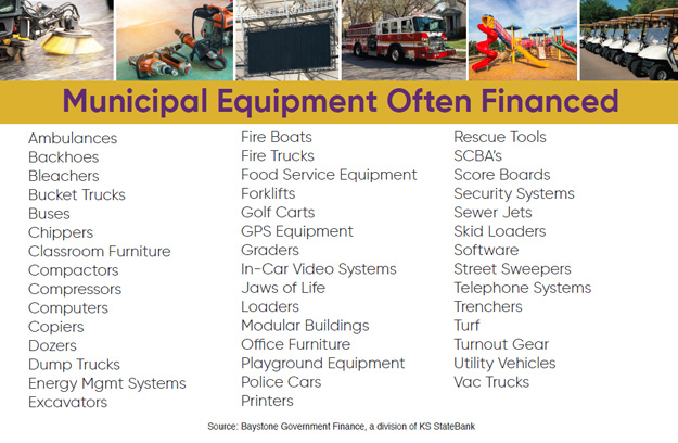 Chart of municipal equipment often financed