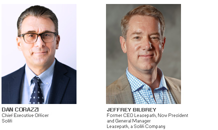 Dan Corazzi, CEO of Solifi, and Jeff Bilbrey, former CEO of Leasepath, meet with Michael Toglia of Equipment Finance Advisor Photos of Dan Corazzi, CEO of Solifi, and Jeff Bilbrey, former CEO of Leasepath, meet with Michael Toglia of Equipment Finance Advisor