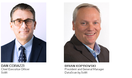 Photos of Dan Corazzi, CEO of Solifi, and Brian Koprowski of DataScan by Solifi, meet with Michael Toglia of Equipment Finance Advisor