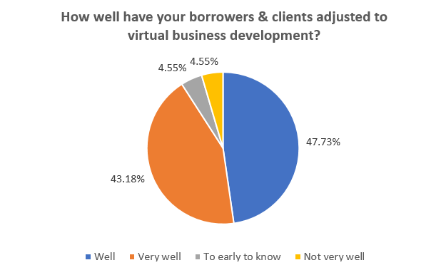 Business Survey Question: How well have your borrowers and clients adjusted to virtual business development?